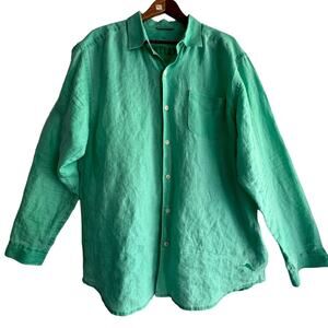 Tommy Bahama | XL | parrot green linen long sleeve button down shirt